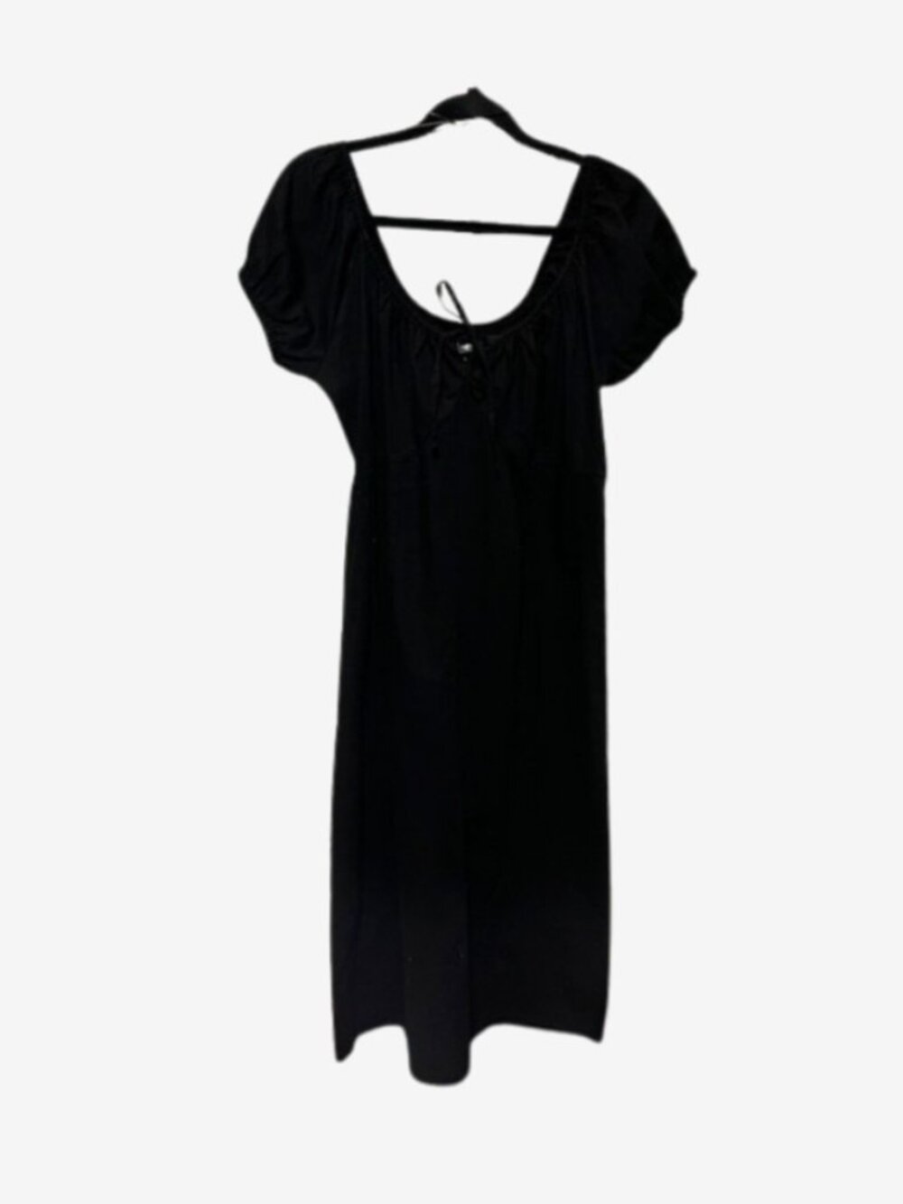 Old Navy NWT Black Cotton Scoop Neck Puff Sleeve Midi Dress Large